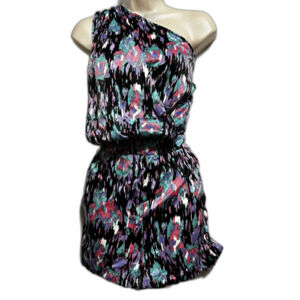 Te Amo Junior One Shoulder Multi Colored Wrap Front Romper Elastic Waist Size 11